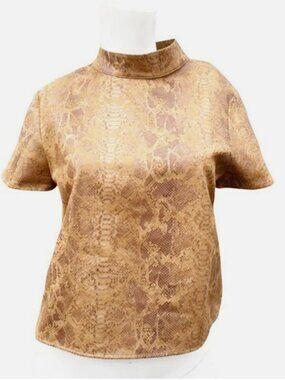 Zara Snakeskin Mock Neck Top